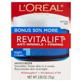 L'Oreal Paris Revitalift Night Cream Anti Wrinkle and Firming, 2.55 fl oz