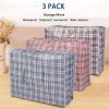 Bosonshop Portable Extra-Large Set of 3 Plastic Checkered Storage Reusable Laundry Shopping Bags with Zipper & Handles Size 31" x 11" x 24"