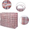 Bosonshop Portable Extra-Large Set of 3 Plastic Checkered Storage Reusable Laundry Shopping Bags with Zipper & Handles Size 31" x 11" x 24"