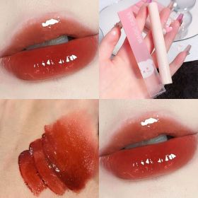 Crystal Glossy Lip Glaze Mirror Cute Bear Lip Gloss Waterproof Transparent Nude Liquid Lipstick Lip Girls Makeup Korean Makeup (Color: C04)