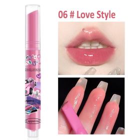 Jelly Mirror Lipstick Makeup Love Shape Waterproof Non-stick Cup Solid Lip Gloss Clear Long Lasting Moisturizing Lipstick Pen (Color: A06 Love Style)